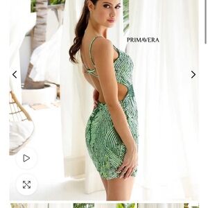Primavera Couture Green Sequin Mini Dress